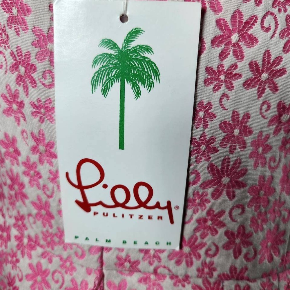 Lilly Pulitzer Sienna Strapless Jacquard Dress Y2K Hibiscus Pink Floral Size 12 - Picture 4 of 8